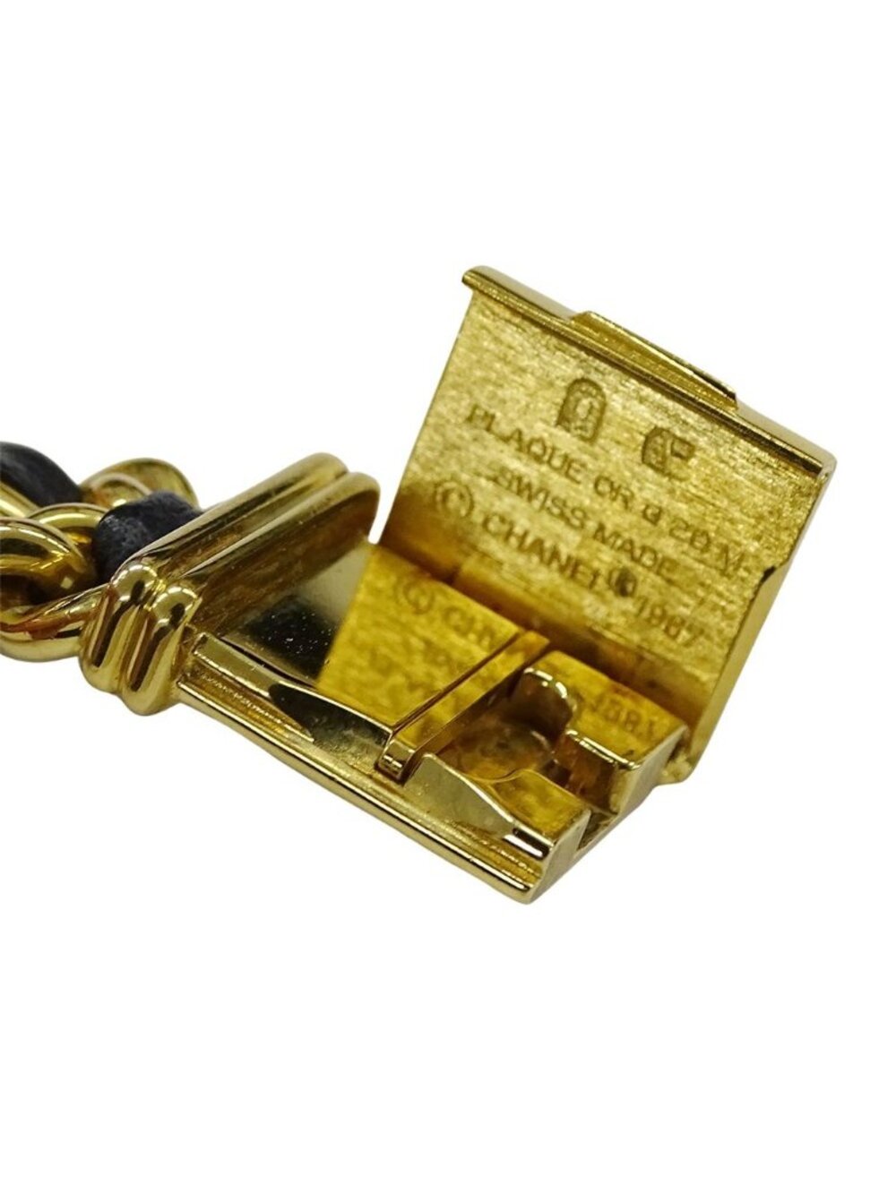 Chanel Watch Premiere Quartz Leather M Square Gold Black - Picture 5 of 10